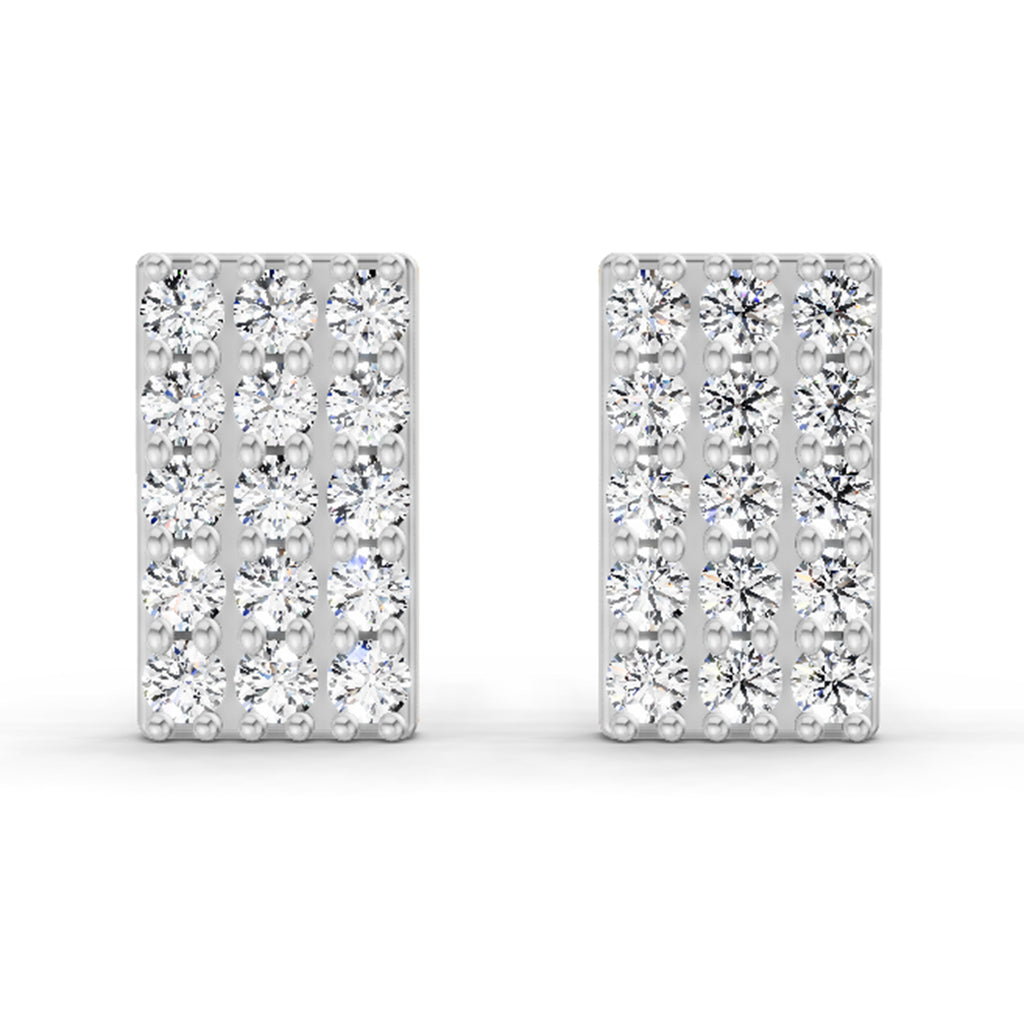 0.75 Carat Diamond Rectangle Cluster Stud Earrings 14K