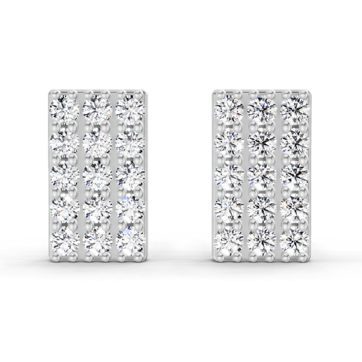 0.75 Carat Diamond Rectangle Cluster Stud Earrings 14K