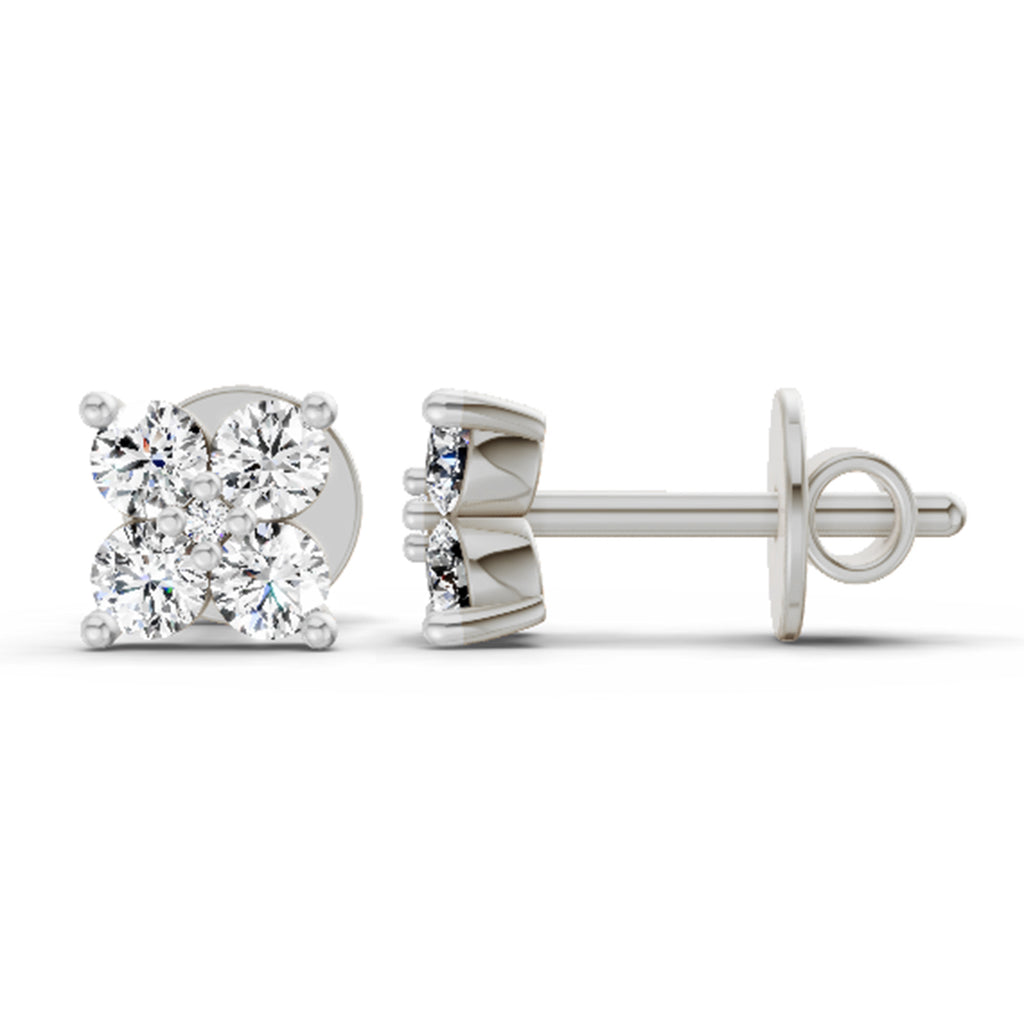0.56 Carat Diamond Stud Earrings 14K - White Gold