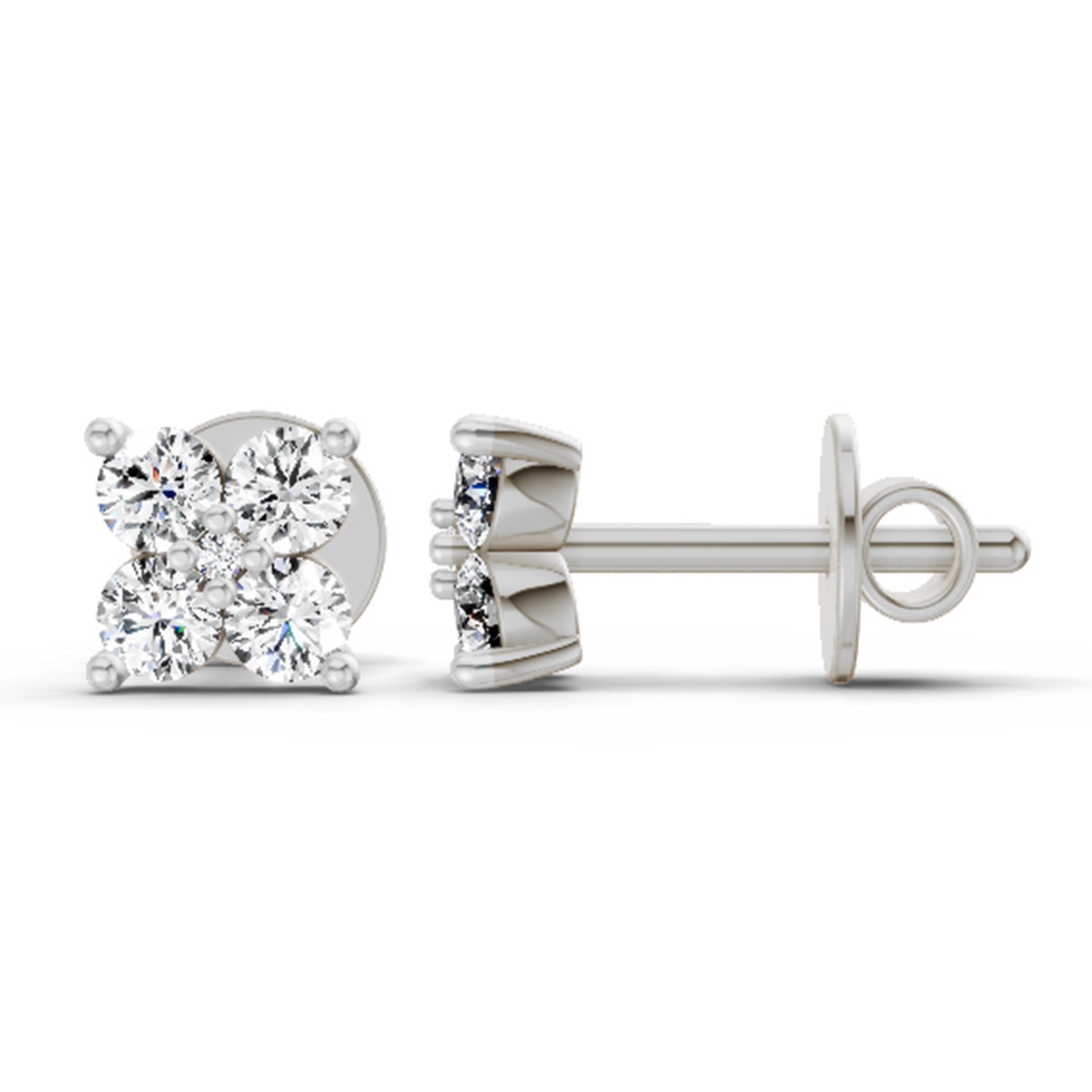 0.56 Carat Diamond Stud Earrings 14K - White Gold