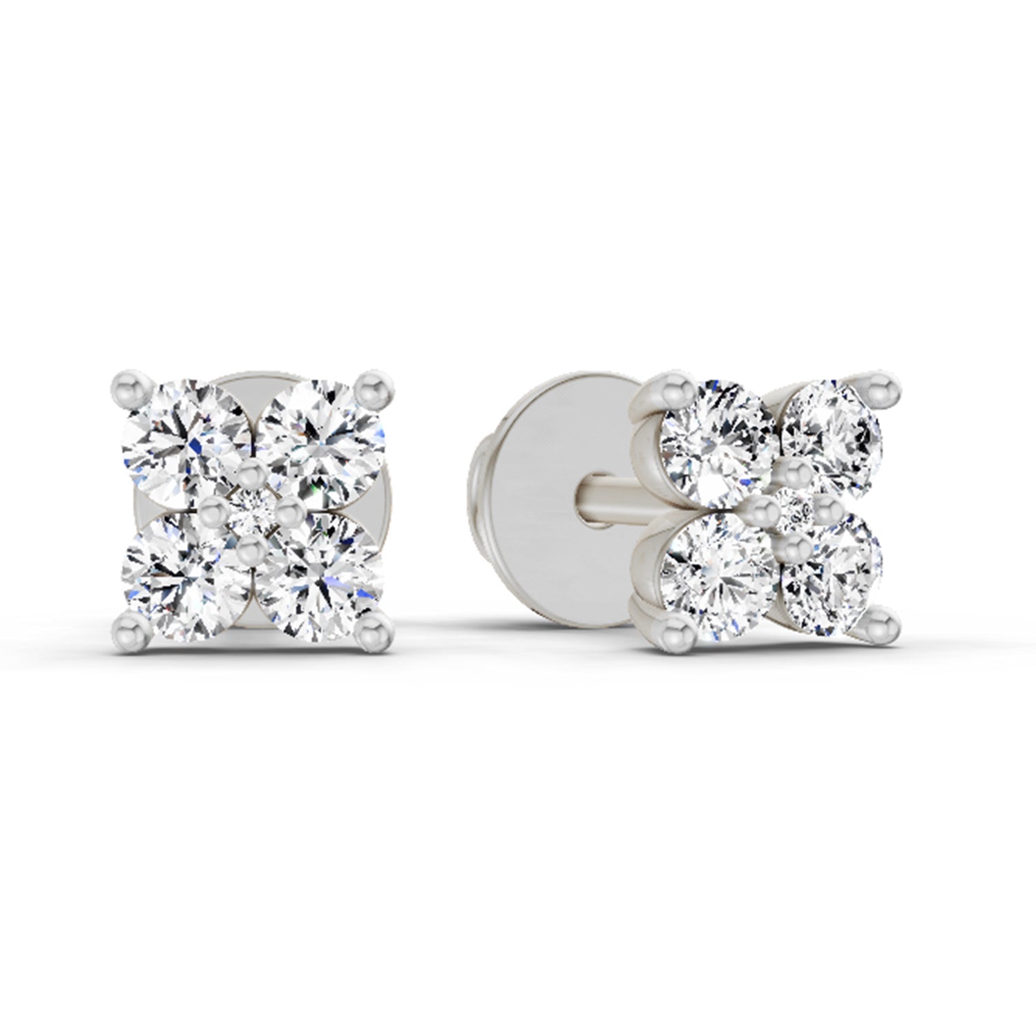 0.56 Carat Diamond Stud Earrings 14K - White Gold
