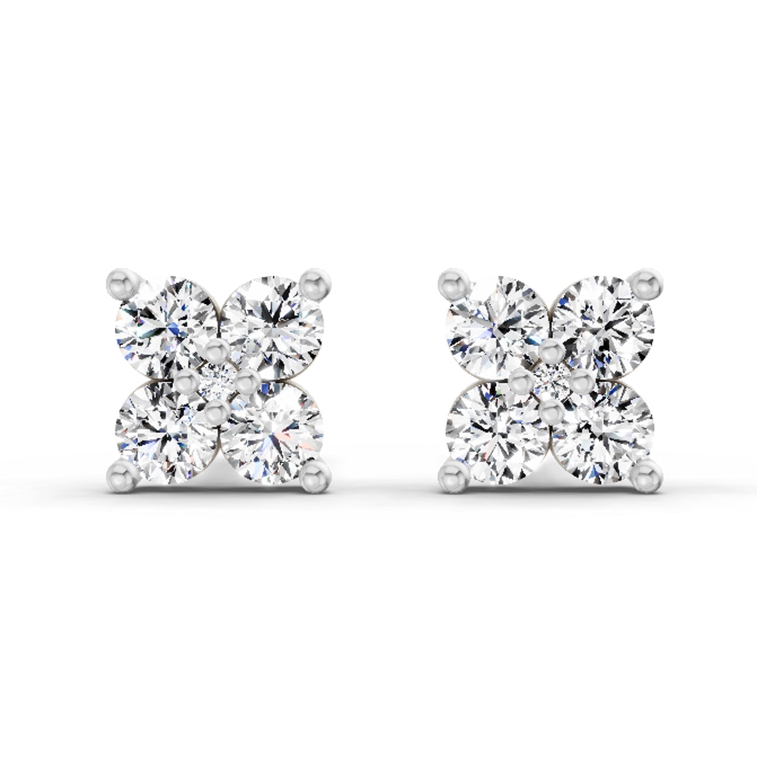 0.56 Carat Diamond Stud Earrings 14K - White Gold
