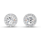 0.75 Carat Halo Diamond Stud Earrings 14K Sparkles - Rose Gold
