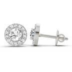 0.75 Carat Halo Diamond Stud Earrings 14K Sparkles - White Gold