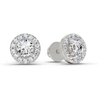 0.75 Carat Halo Diamond Stud Earrings 14K Sparkles - White Gold