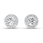 0.75 Carat Halo Diamond Stud Earrings 14K Sparkles - White Gold