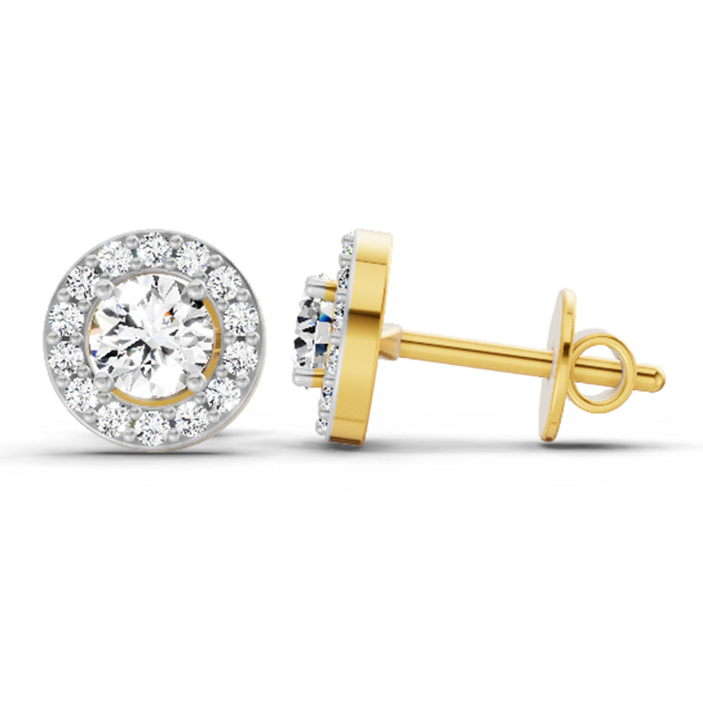 0.75 Carat Halo Diamond Stud Earrings 14K Sparkles