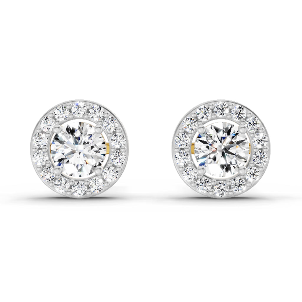 0.75 Carat Halo Diamond Stud Earrings 14K Sparkles