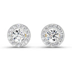 0.75 Carat Halo Diamond Stud Earrings 14K Sparkles