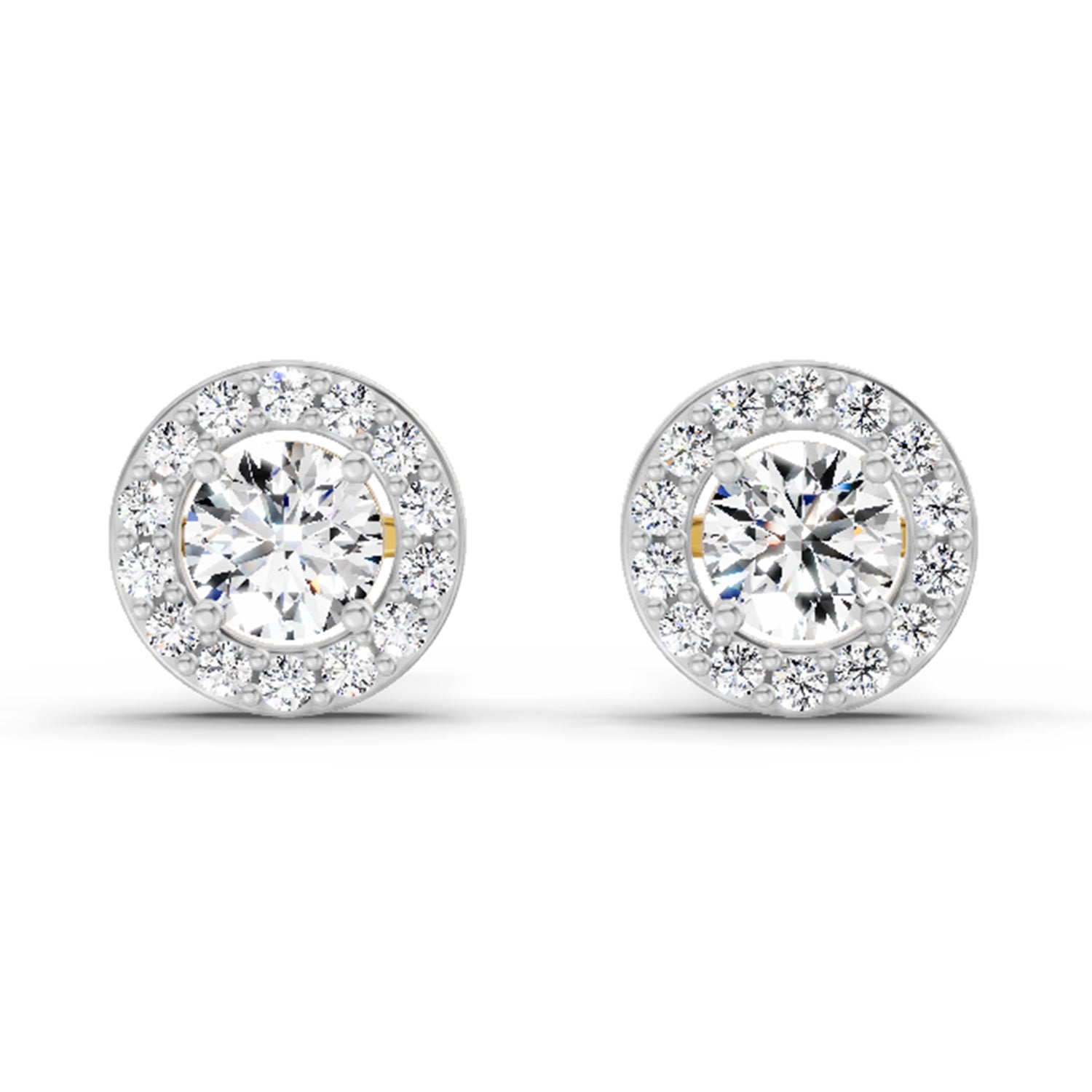 0.75 Carat Halo Diamond Stud Earrings 14K Sparkles