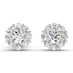 0.57 Carat Floral Halo Diamond Stud Earrings 14K - Rose Gold