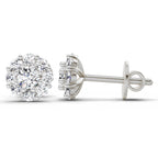 0.57 Carat Floral Halo Diamond Stud Earrings 14K - White Gold