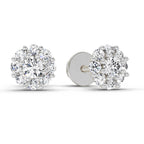 0.57 Carat Floral Halo Diamond Stud Earrings 14K - White Gold