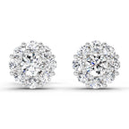 0.57 Carat Floral Halo Diamond Stud Earrings 14K - White Gold