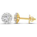 0.57 Carat Floral Halo Diamond Stud Earrings 14K