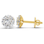 0.57 Carat Floral Halo Diamond Stud Earrings 14K