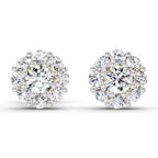 0.57 Carat Floral Halo Diamond Stud Earrings 14K