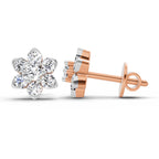 0.67 Carat Diamond Flower Cluster Stud Earrings 14K - Rose Gold