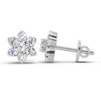 0.67 Carat Diamond Flower Cluster Stud Earrings 14K - White Gold