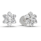 0.67 Carat Diamond Flower Cluster Stud Earrings 14K - White Gold