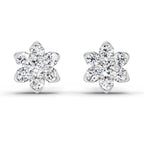 0.67 Carat Diamond Flower Cluster Stud Earrings 14K - White Gold