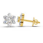 0.67 Carat Diamond Flower Cluster Stud Earrings 14K