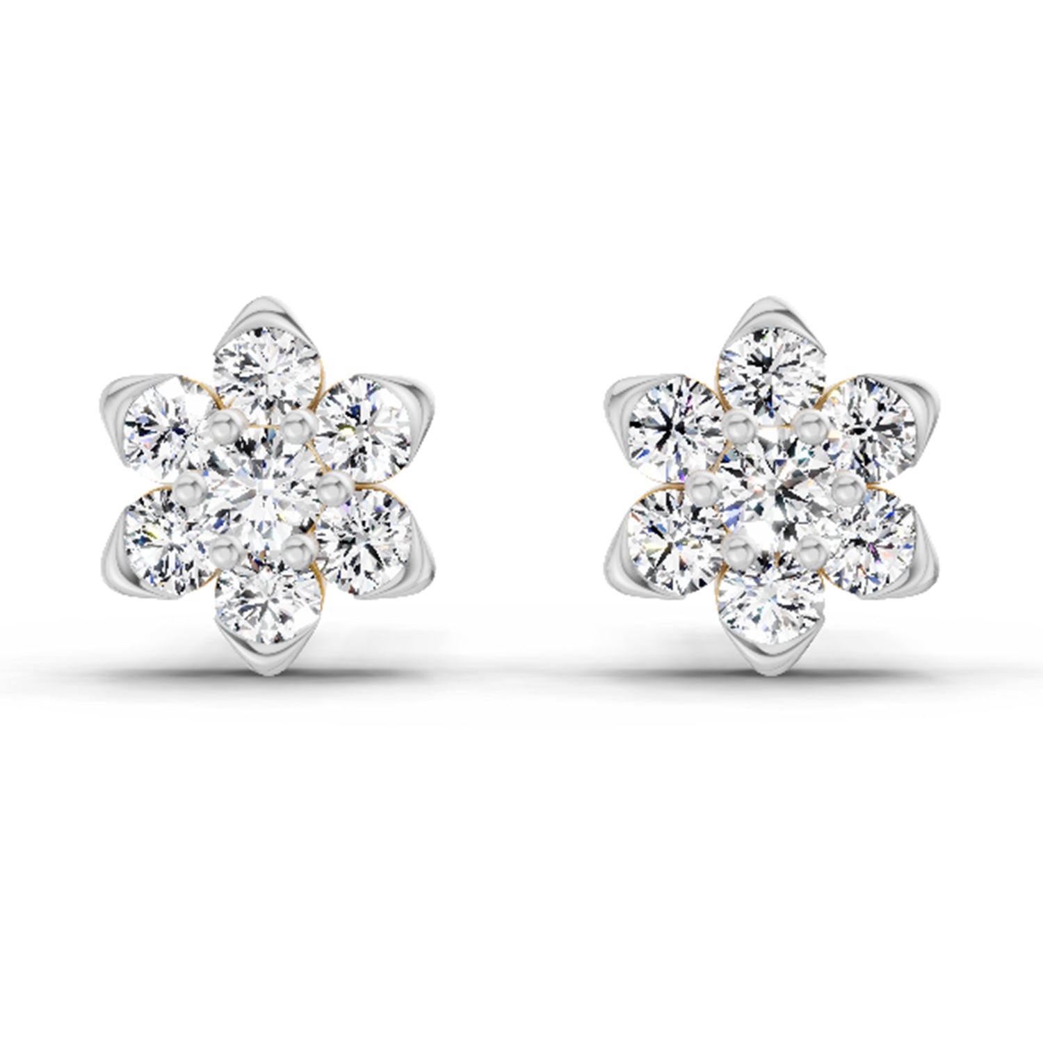 0.67 Carat Diamond Flower Cluster Stud Earrings 14K