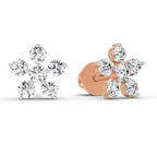 0.44 Carat Diamond Floral Stud Earrings 14K - Rose Gold