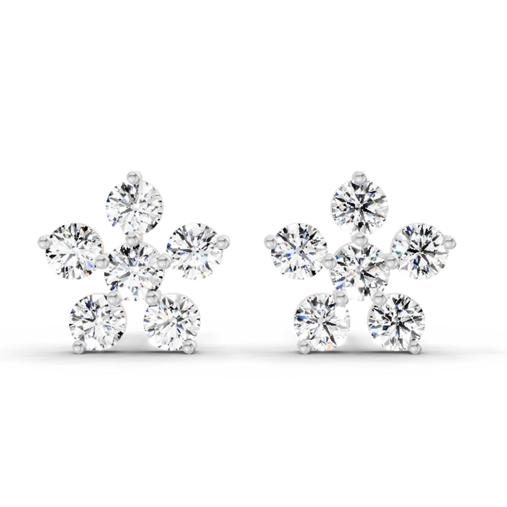 0.44 Carat Diamond Floral Stud Earrings 14K - Rose Gold