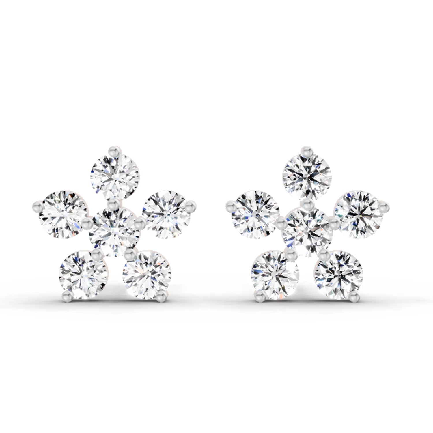 0.44 Carat Diamond Floral Stud Earrings 14K - Rose Gold
