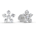 0.44 Carat Diamond Floral Stud Earrings 14K - White Gold