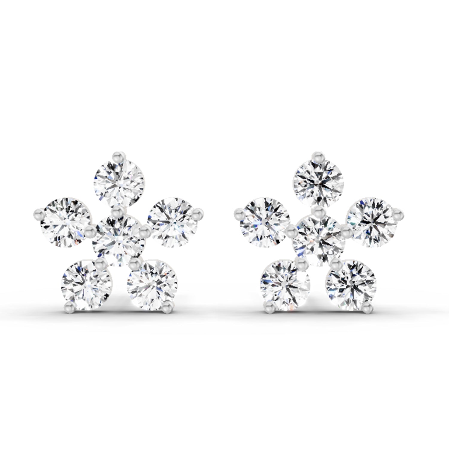 0.44 Carat Diamond Floral Stud Earrings 14K - White Gold