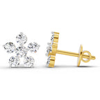 0.44 Carat Diamond Floral Stud Earrings 14K
