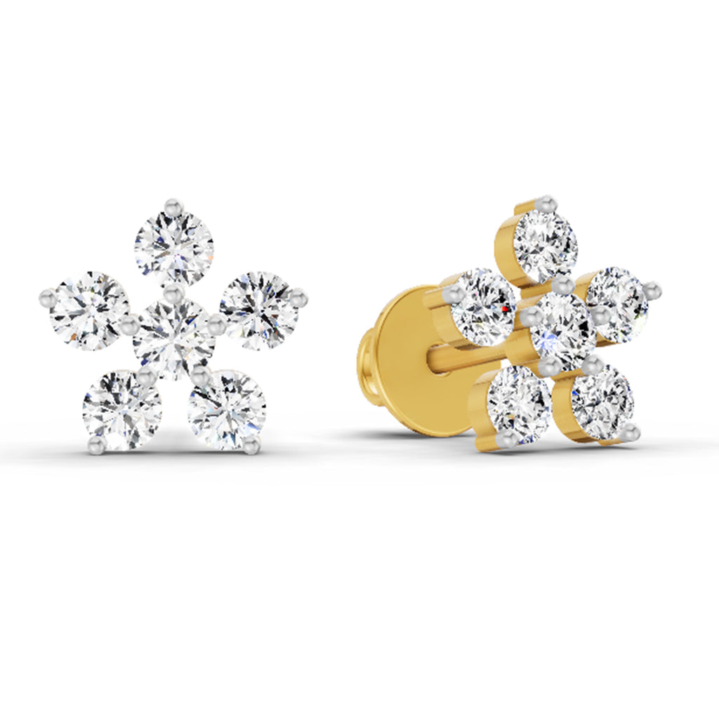 0.44 Carat Diamond Floral Stud Earrings 14K