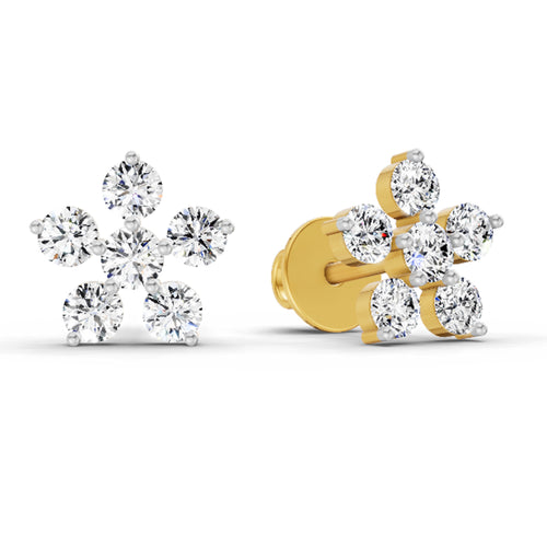 0.44 Carat Diamond Floral Stud Earrings 14K