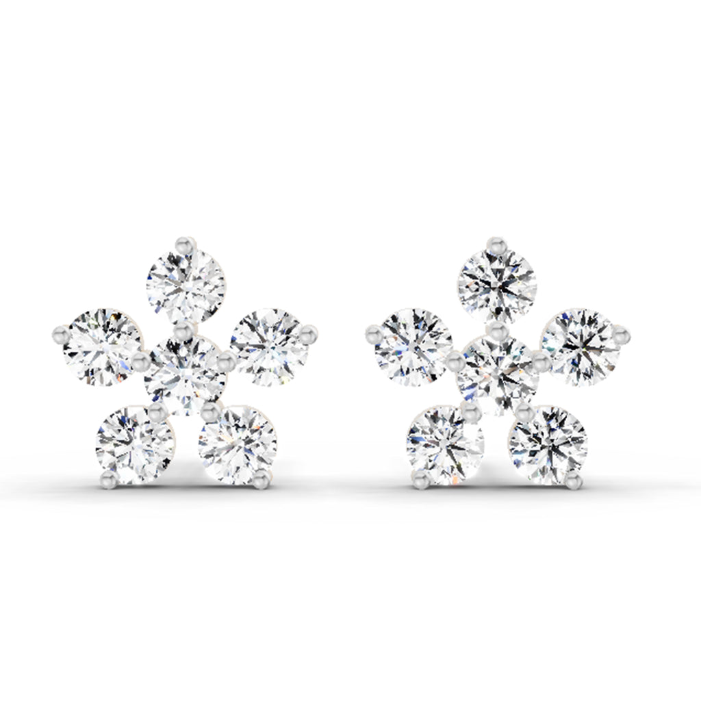 0.44 Carat Diamond Floral Stud Earrings 14K