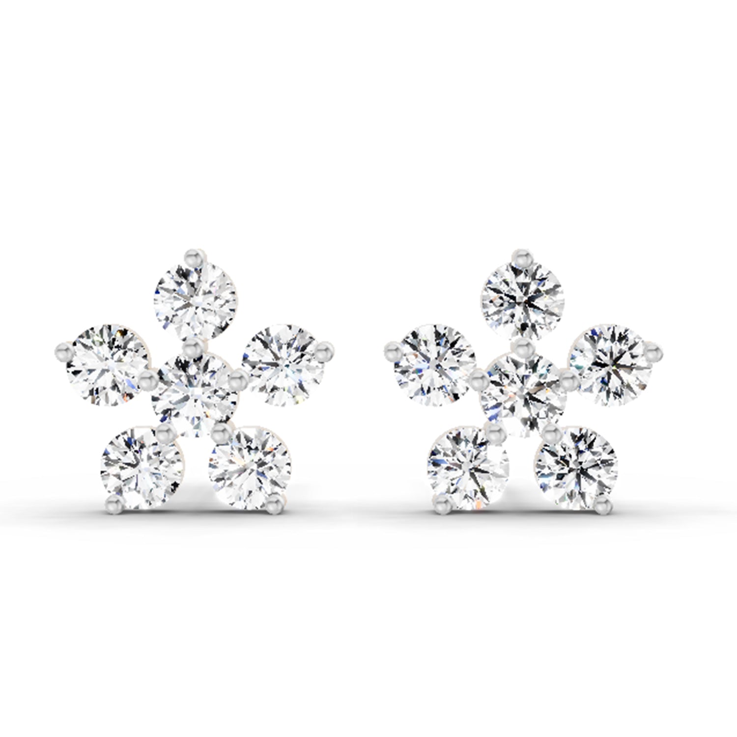 0.44 Carat Diamond Floral Stud Earrings 14K