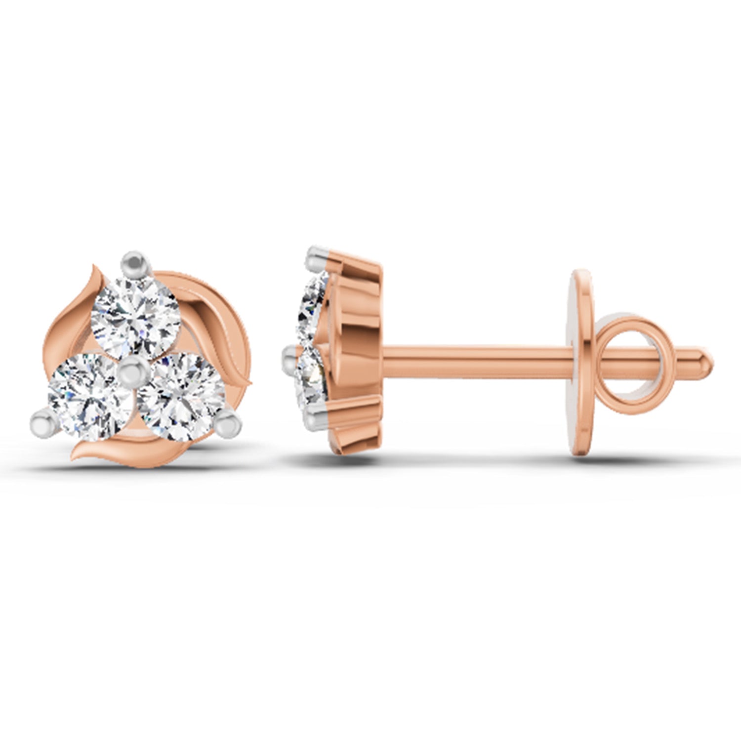 1.19 Carat Round Star Shape Fashion Earrings 14K - Rose Gold