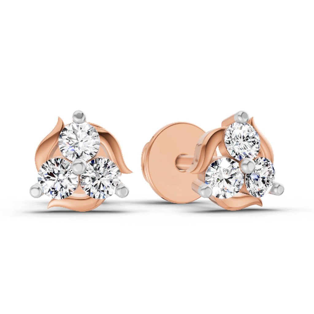 1.19 Carat Round Star Shape Fashion Earrings 14K - Rose Gold