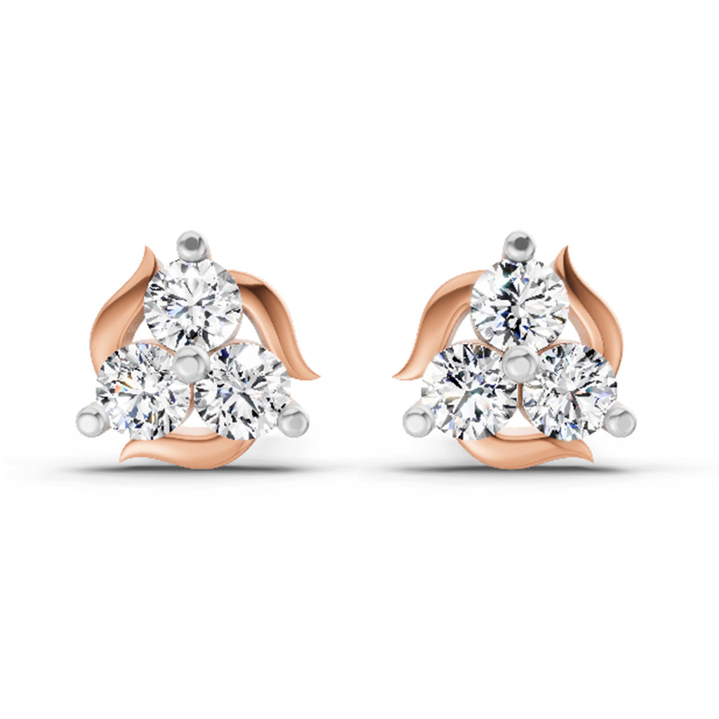 1.19 Carat Round Star Shape Fashion Earrings 14K - Rose Gold