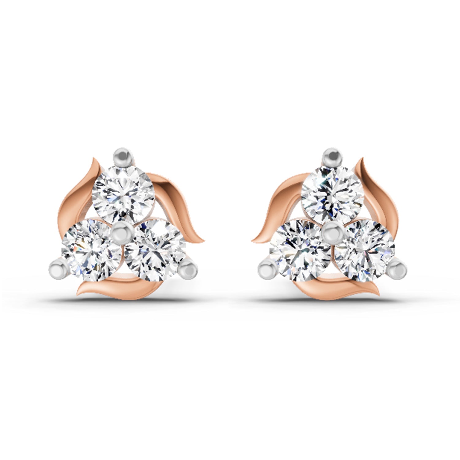 1.19 Carat Round Star Shape Fashion Earrings 14K - Rose Gold