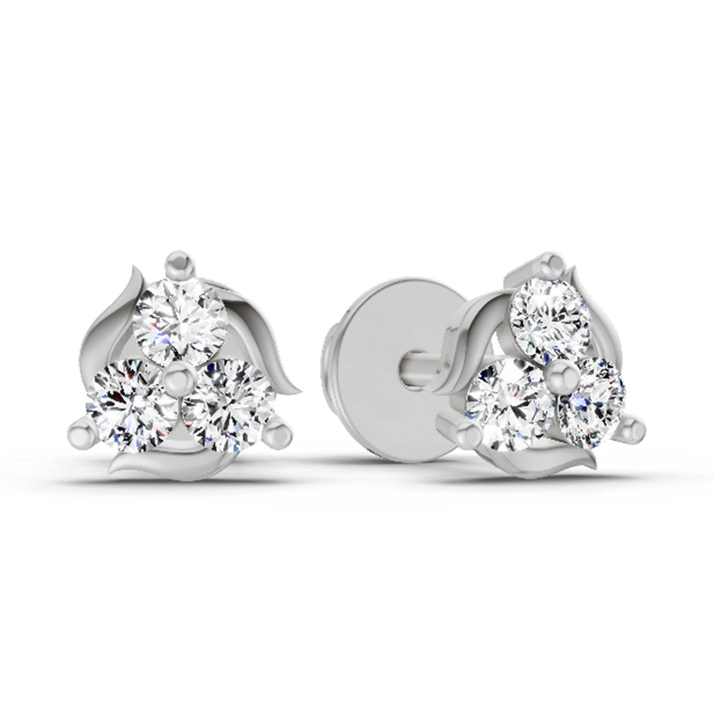 1.19 Carat Round Star Shape Fashion Earrings 14K - White Gold