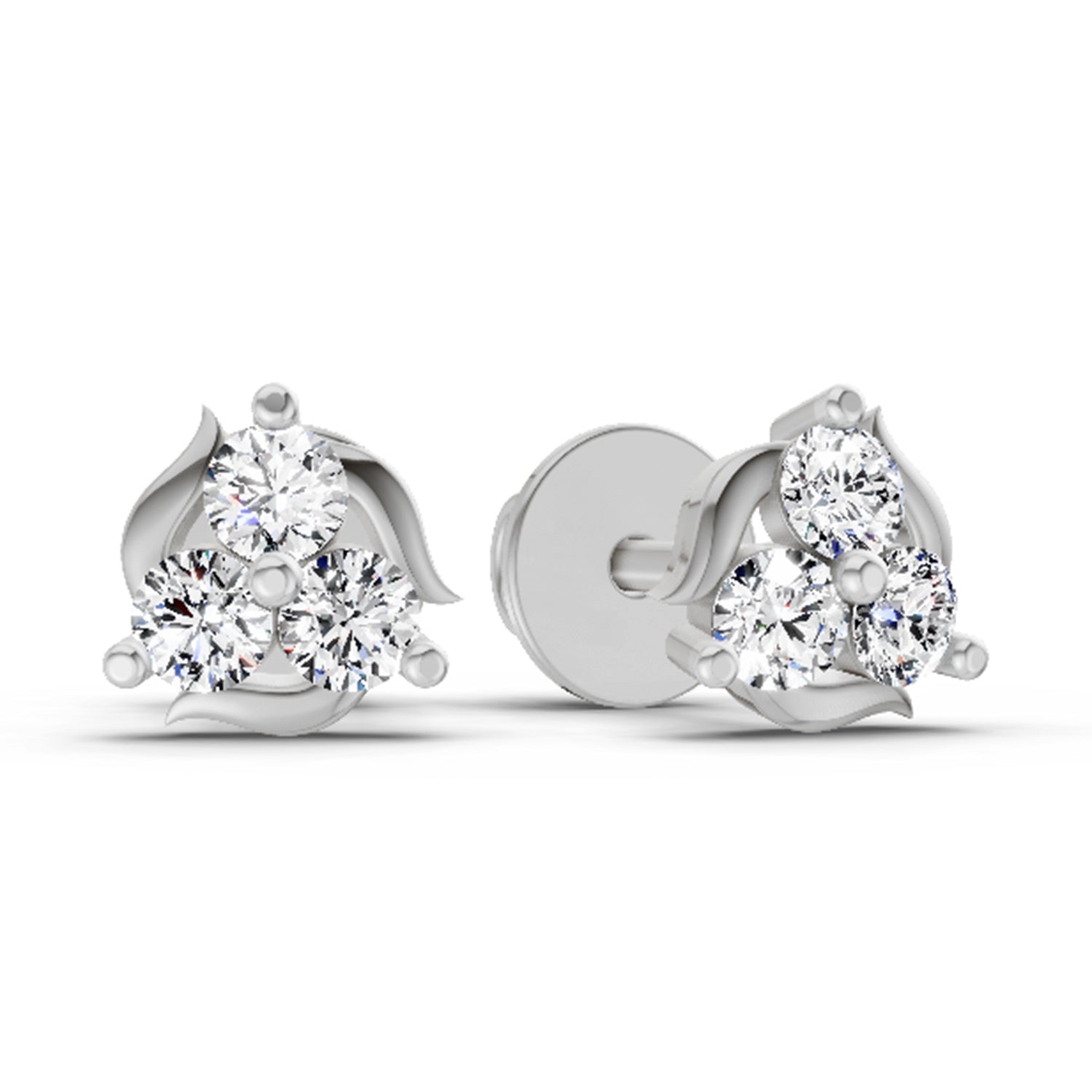 1.19 Carat Round Star Shape Fashion Earrings 14K - White Gold