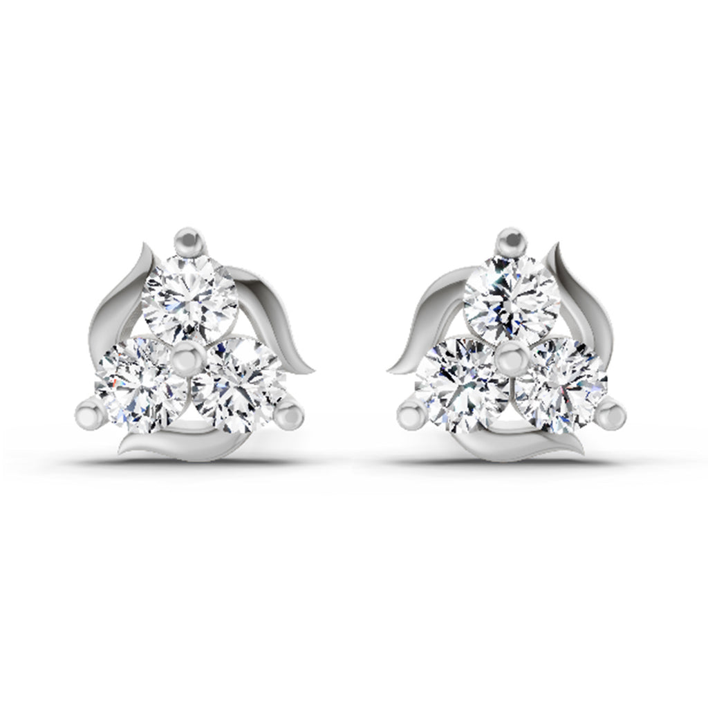 1.19 Carat Round Star Shape Fashion Earrings 14K - White Gold
