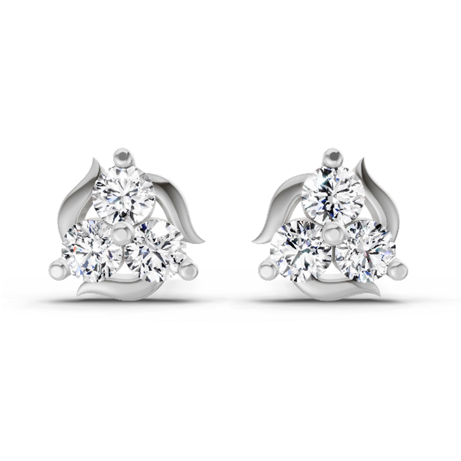 1.19 Carat Round Star Shape Fashion Earrings 14K - White Gold