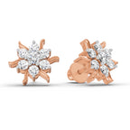 0.92 Carat Diamond Floral Cluster Stud Earrings 14K - Rose Gold