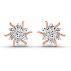 0.92 Carat Diamond Floral Cluster Stud Earrings 14K - Rose Gold