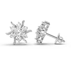 0.92 Carat Diamond Floral Cluster Stud Earrings 14K - White Gold