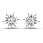 0.92 Carat Diamond Floral Cluster Stud Earrings 14K - White Gold