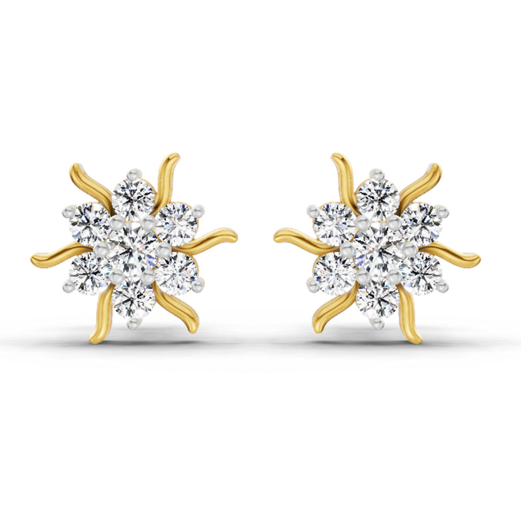 0.92 Carat Diamond Floral Cluster Stud Earrings 14K